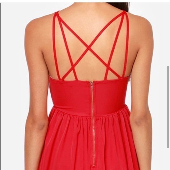 Lulu’s Red Can’t Cage Me Strap Mini Dress Size Small - Picture 3 of 13